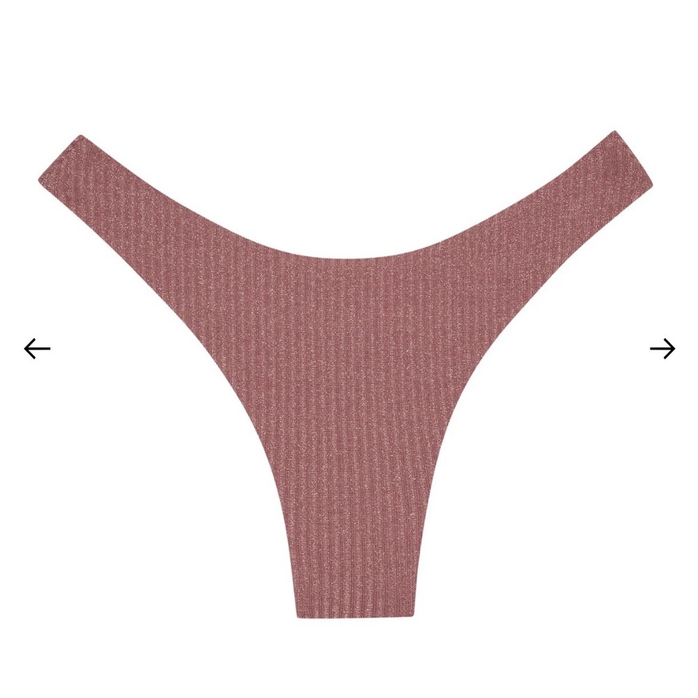 Monday Swimwear Byron Bottom - Mauve Lurex Rib Bikini Bottoms